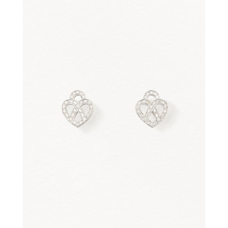 BOUCLES D'OREILLES CŒUR ENTRELACÉ - Or blanc - Diamants