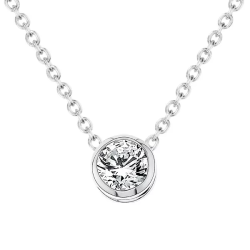 Collier Solo Diamant Serti Clos Or Blanc 18 carats 750/1000e