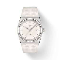 TISSOT PRX fond et bracelet silicone blanc