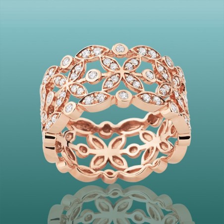 Bague «Newport» Or Rose 18k et diamants