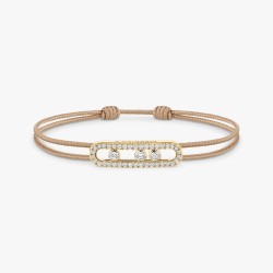 BRACELET MESSIKA CARE(S) DIAMANTS PAVE OR JAUNE CORDON BEIGE 14102-YG