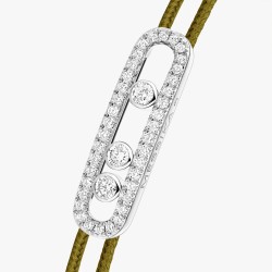 BRACELET MESSIKA CARE(S) DIAMANTS PAVE OR BLANC CORDON KAKI 14100-WG