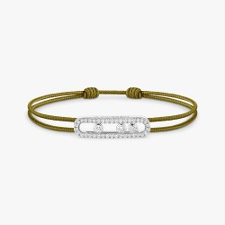 BRACELET MESSIKA CARE(S) DIAMANTS PAVE OR BLANC CORDON KAKI 14100-WG