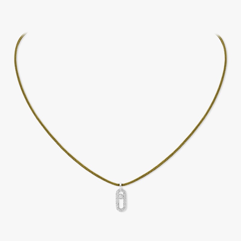 COLLIER MESSIKA CARE(S) DIAMANT PAVE OR BLANC CORDON KAKI 14103-WG