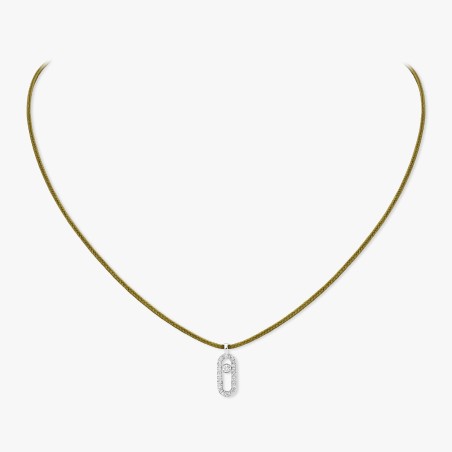 COLLIER MESSIKA CARE(S) DIAMANT PAVE OR BLANC CORDON KAKI 14103-WG