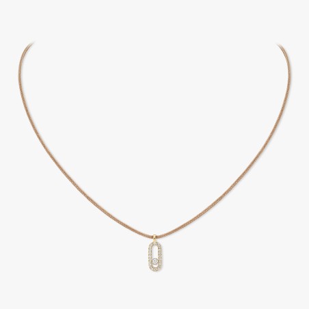 COLLIER MESSIKA CARE(S) DIAMANT PAVE OR JAUNE CORDON BEIGE 14105-YG