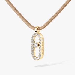 COLLIER MESSIKA CARE(S) DIAMANT PAVE OR JAUNE CORDON BEIGE 14105-YG
