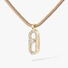 COLLIER MESSIKA CARE(S) DIAMANT PAVE OR JAUNE CORDON BEIGE 14105-YG