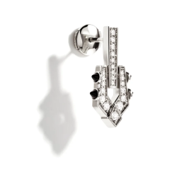 Boucle d'oreille Spike Argent, diamants & agates noires