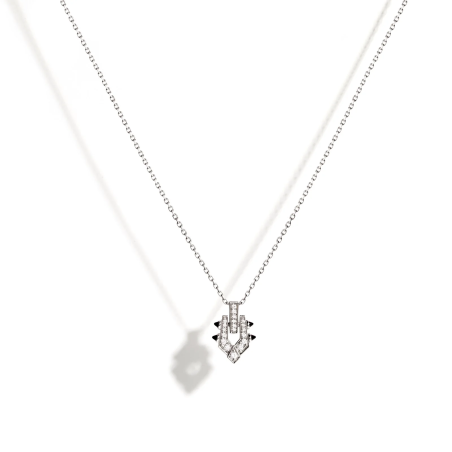 Pendentif Spike Argent, diamants & agates noires